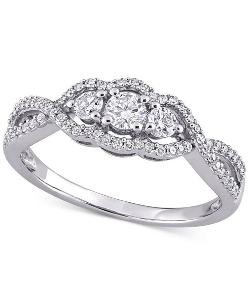 Diamond Three Stone Engagement Ring (1/2 ct. t.w.) in 14k White Gold