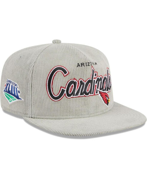 Men's Gray Arizona Cardinals Super Bowl XLIII Cord Golfer Snapback Hat