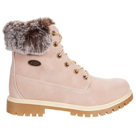 Lugz Rucker Hi Faux Fur Lace Up Womens Pink Casual Boots WRUCKRHFUE-682
