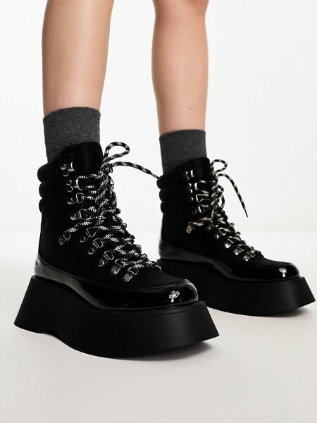 Circus NY Gail flatform chunky lace up low ankle boot in black