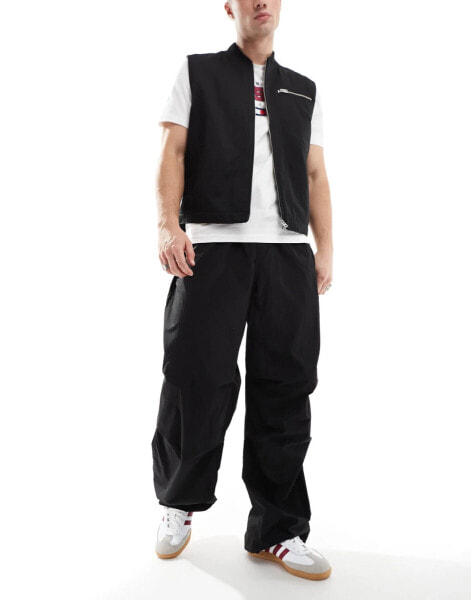 Tommy Jeans nylon parachute pants in black