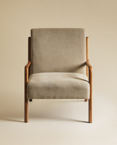 Ash wood linen armchair