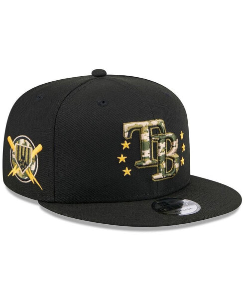 Men's Black Tampa Bay Rays 2024 Armed Forces Day 9FIFTY Snapback Hat