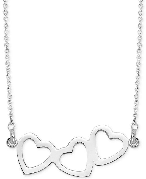 Sarah Chloe triple Heart Pendant Necklace, 16" + 2" extender