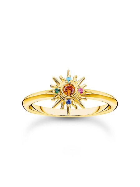 Thomas Sabo TR2458-488-7-56 VGold-plated ring w. sun and colourful stones