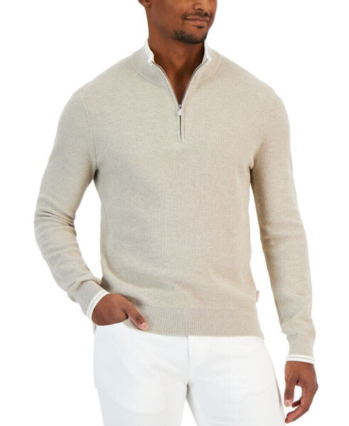 Men's Textured Quarter-Zip Sweater, Created for Macy's