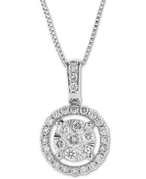 Diamond Cluster 18" Pendant Necklace (1/2 ct. t.w.) in 14k White Gold