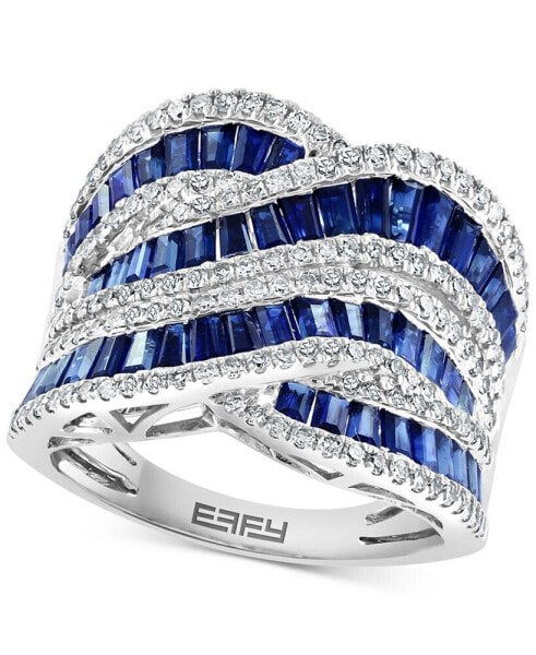 EFFY® Sapphire (3-1/3 ct. t.w.) & Diamond (5/8 ct. t.w.) Swirl Statement Ring in 14k White Gold