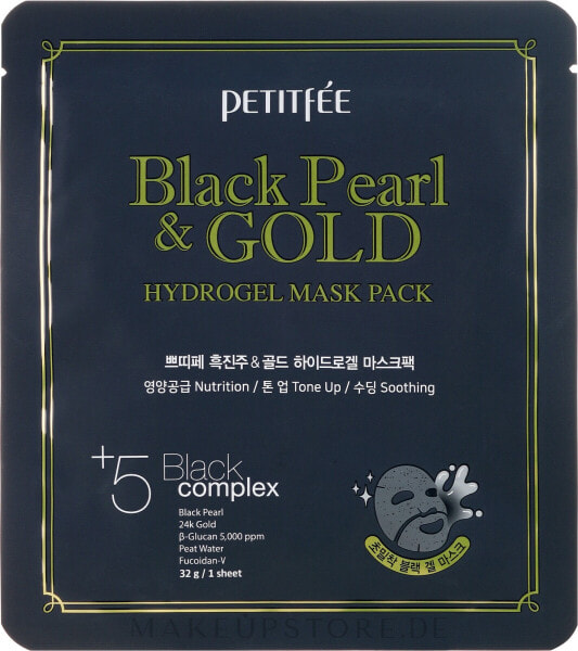 Feuchtigkeitsspendende Gesichtsmaske - Petitfee & Koelf Black Pearl & Gold Hydrogel Mask Pack 1 St.