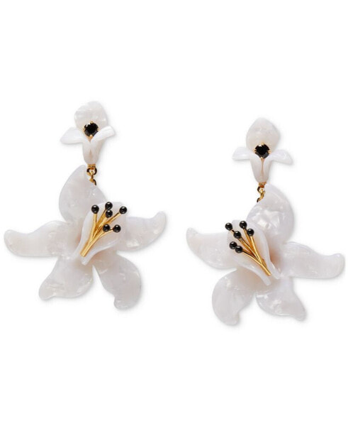 Gold-Tone Cubic Zirconia Color Flower Statement Earrings