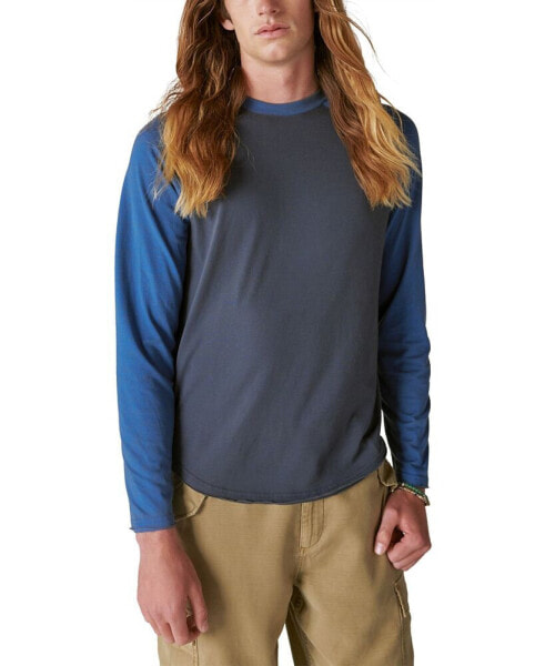 Men's Venice Burnout Long Sleeve Colorblocked Crewneck T-Shirt