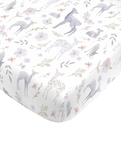 Floral Deer Mini Crib Sheet