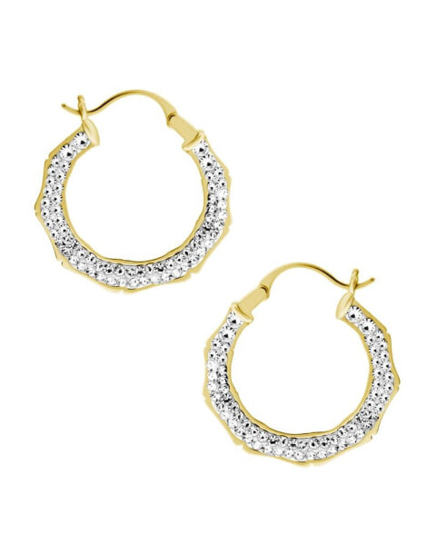 Серьги Essentials Crystal Pave Bamboo Hoop  Gold Plate