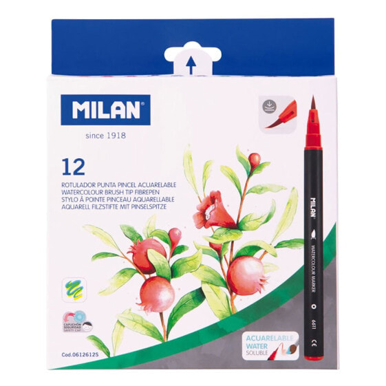 MILAN Box 12 Brush Tip Watercolour Fibrepens