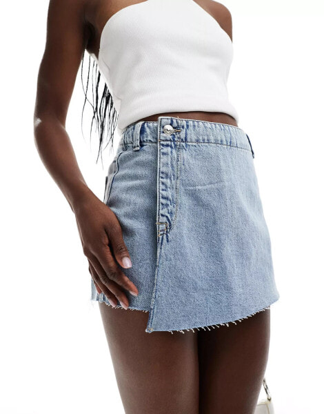 Pimkie denim wrap skort in light blue wash