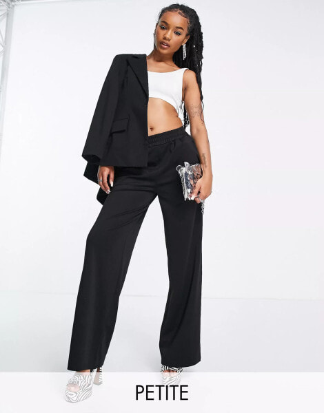 Extro & Vert Petite perfect basic jersey tailored trousers in black co-ord