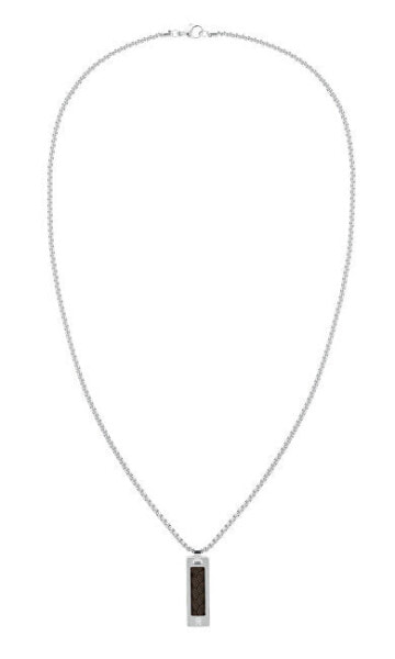 Originální ocelový náhrdelník s koženým detailem 2790492