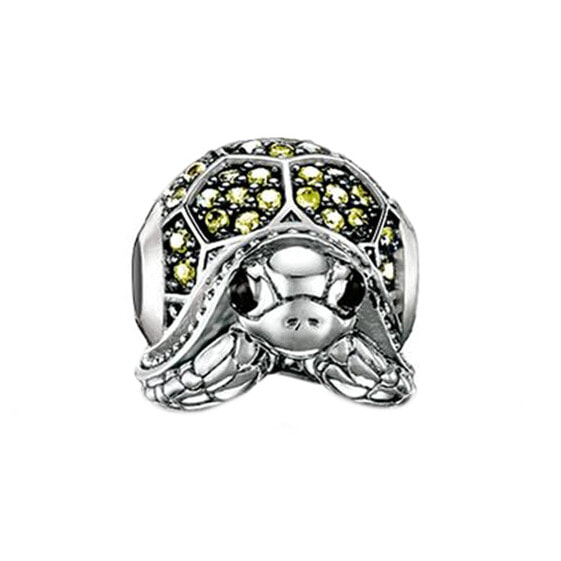 Thomas Sabo Damen Bead Charm-Einhänger Schildkröte 925 Silber silber/grün K0152-691-34