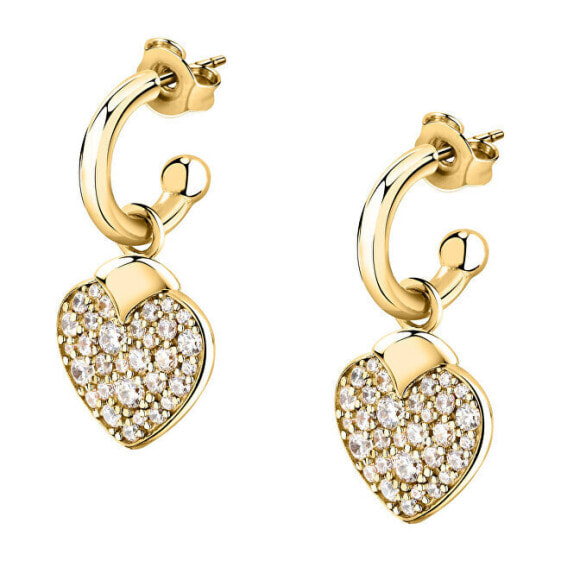 Romantic gold-plated earrings 2 in 1 Hearts Istanti SAVZ15