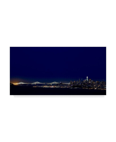 American School San Fransisco Skyline at Night Canvas Art - 37" x 49"