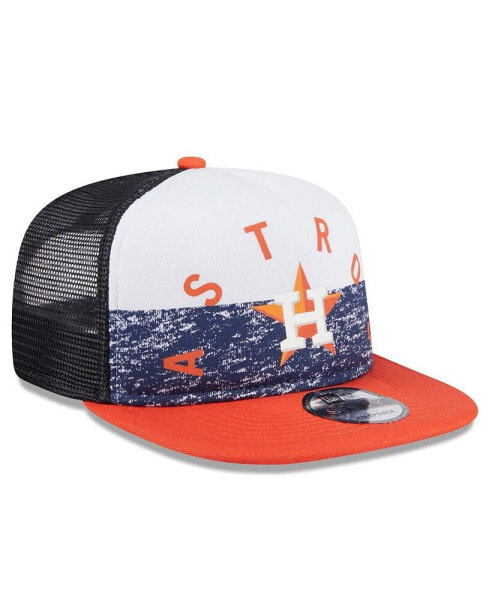 Men's White/Orange Houston Astros Team Foam Front A-Frame Trucker 9FIFTY Snapback Hat