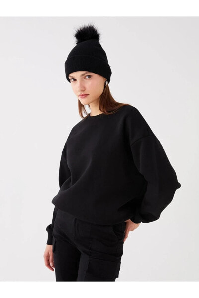 LCW Vision Bisiklet Yaka Oversize Kadın Sweatshirt