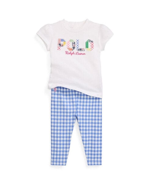 Комплект для малышей Polo Ralph Lauren джерси футболка с логотипом и клетчатые леггинсы