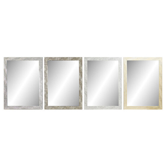 Wall mirror DKD Home Decor 70 x 2 x 97 cm Crystal polystyrene Tropical Leaf of a plant (4 Pieces)