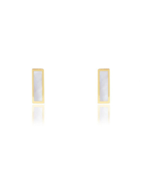 Mother of Pearl Bar Stud Earrings