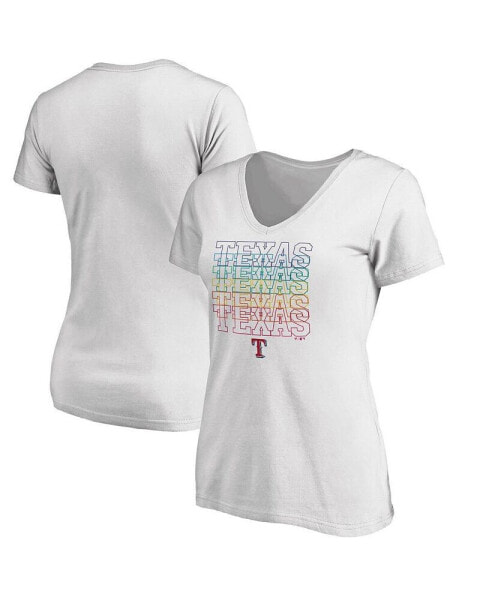 Women's White Texas Rangers City Pride V-Neck T-shirt