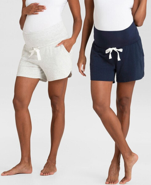 Women's Essential Jersey High Waist Maternity Shorts, Set of 2