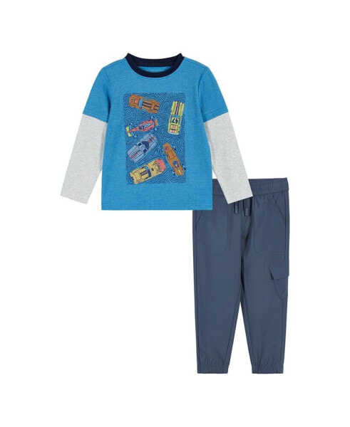 Toddler Boys Toddler/Child Racecar Long Sleeve Two-Fer Tee Set