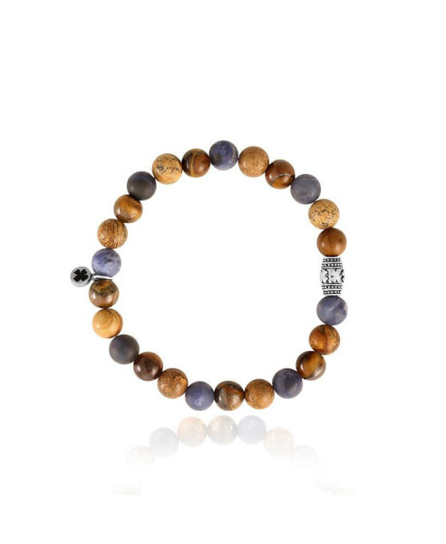 Sodalite, Picture Jasper and Tigers Eye Beaded Elastic Bracelet