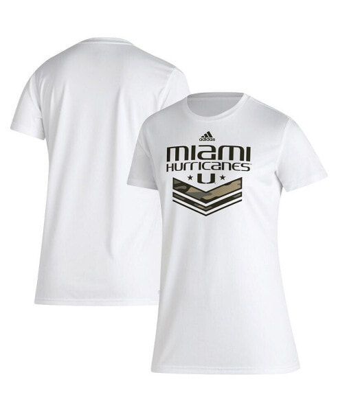 Women's White Miami Hurricanes Military-Inspired Appreciation AEROREADY T-shirt