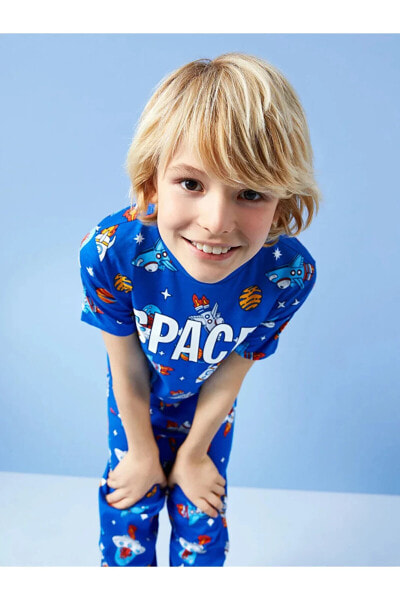 Пижама LC WAIKIKI Kids Bicycle Neck Printed Short Sleeve Boys Set.