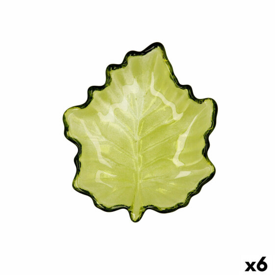 Поднос для закусок Quid Лист Зеленый Cтекло (14 x 14,5 cm) (Упак. 6 шт.)