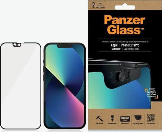 Защитное стекло PanzerGlass iPhone 13/13 Pro с технологией MicroFracture черное/black