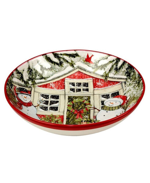 Snowman's Farmhouse Serving Bowl