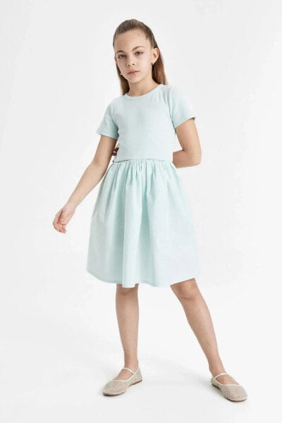 Kız Çocuk Pamuklu Kısa Kollu Elbise C2179A824SM