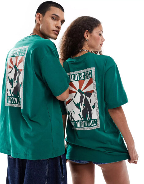 The North Face Mountain Peak back print oversized t-shirt in green