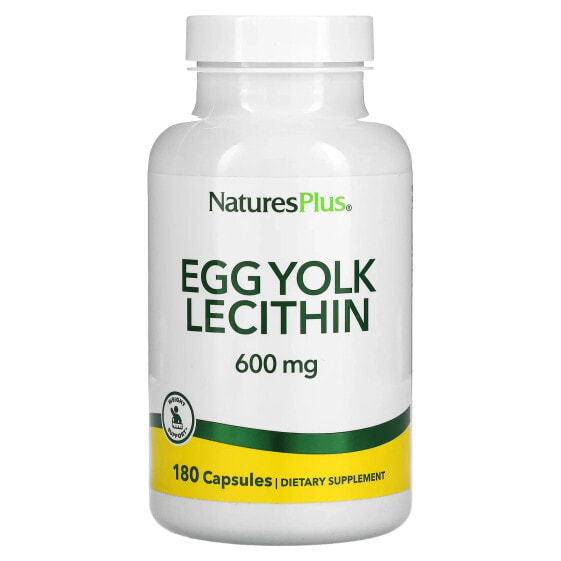 Витамины и БАДы для нервной системы NaturesPlus Лецитин из желтка яйца, 600 мг, 180 капсул (300 мг на капсулу)