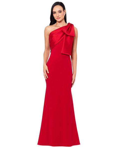 Women's Bow-Trimmed One-Shoulder Gown