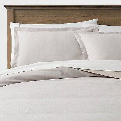 Full/Queen Cotton Linen Chambray Duvet Cover & Sham Set Light Gray - Threshold