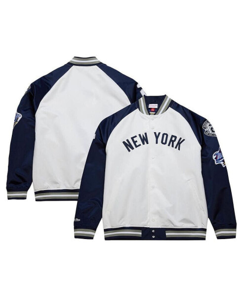 Men's Derek Jeter White/Navy New York Yankees Cooperstown Collection Legends Lightweight Satin Raglan Full-Snap Jacket