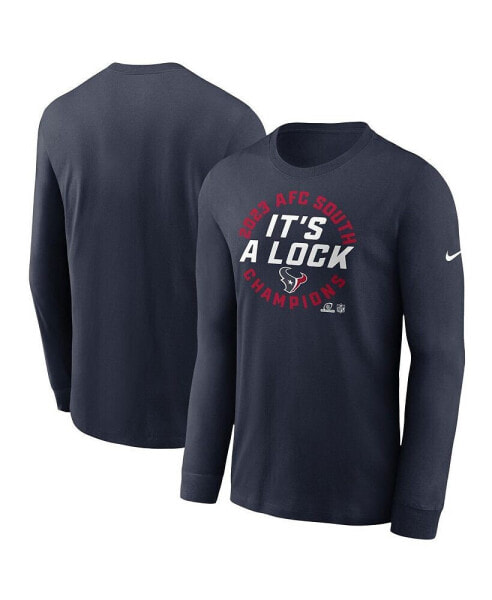 Men's Navy Houston Texans 2023 AFC South Division Champions Locker Room Trophy Collection Long Sleeve T-shirt