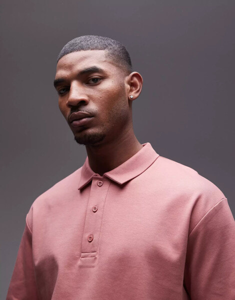 Topman premium oversized polo in pink