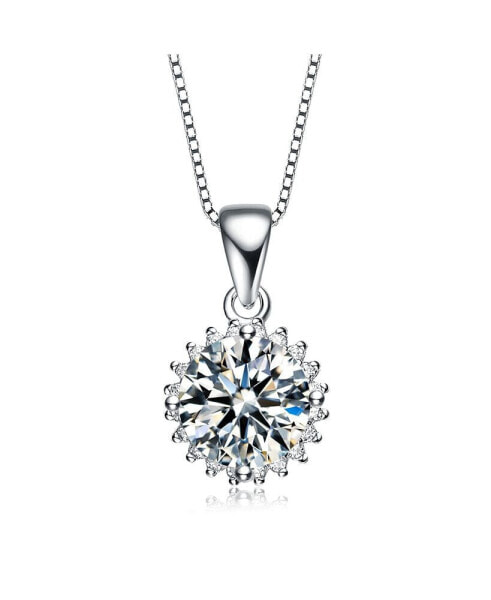 Sterling Silver in White Gold Plated Clear Cubic Zirconia Stud Necklace