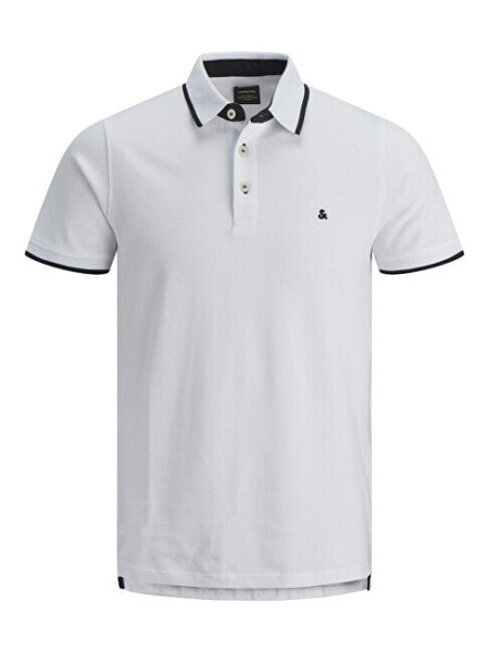 Pánské polo triko JJEPAULOS Slim Fit 12136668 White