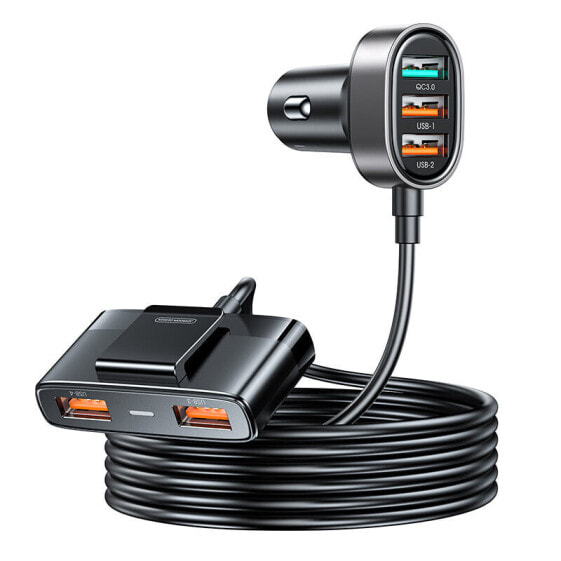 Зарядное устройство для автомобиля с 5x USB-A и удлинителем 45 Вт черное Joyroom JR-CL03 Pro