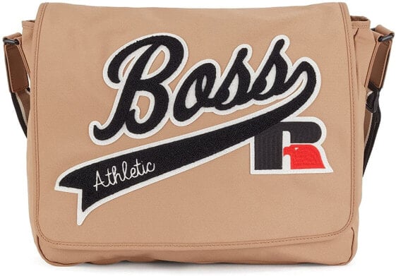 Мужская сумка через плечо повседневная тканевая бежевая BOSS Mens Messenger L RA Recycled Nylon Messenger Bag with Exclusive Logo Size